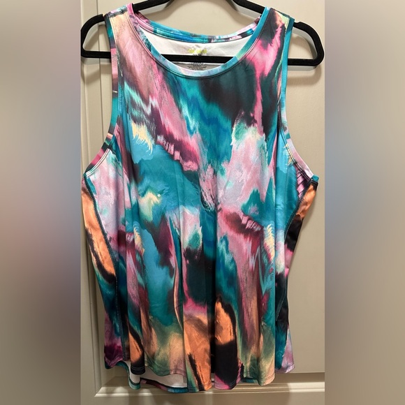 Tek Gear Size 1X Dry Tek Color Swirl Tank Top EUC - Picture 1 of 5